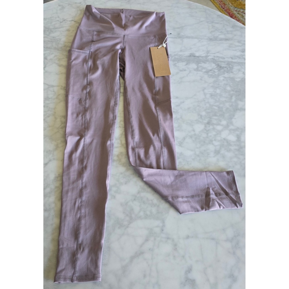 Niyama Sol Wander Leggings Lavender Latte Purple High Waisted Pockets Small NEW